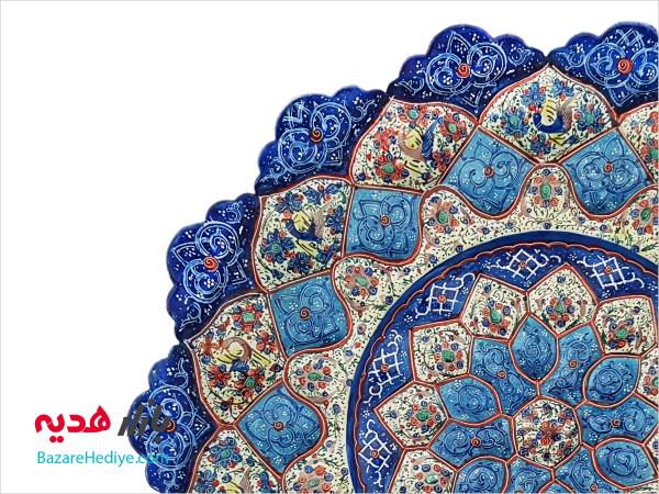 بشقاب مینا کاری اصفهان قطر ۳۰ سانتی اثر استاد مداح الحسینی